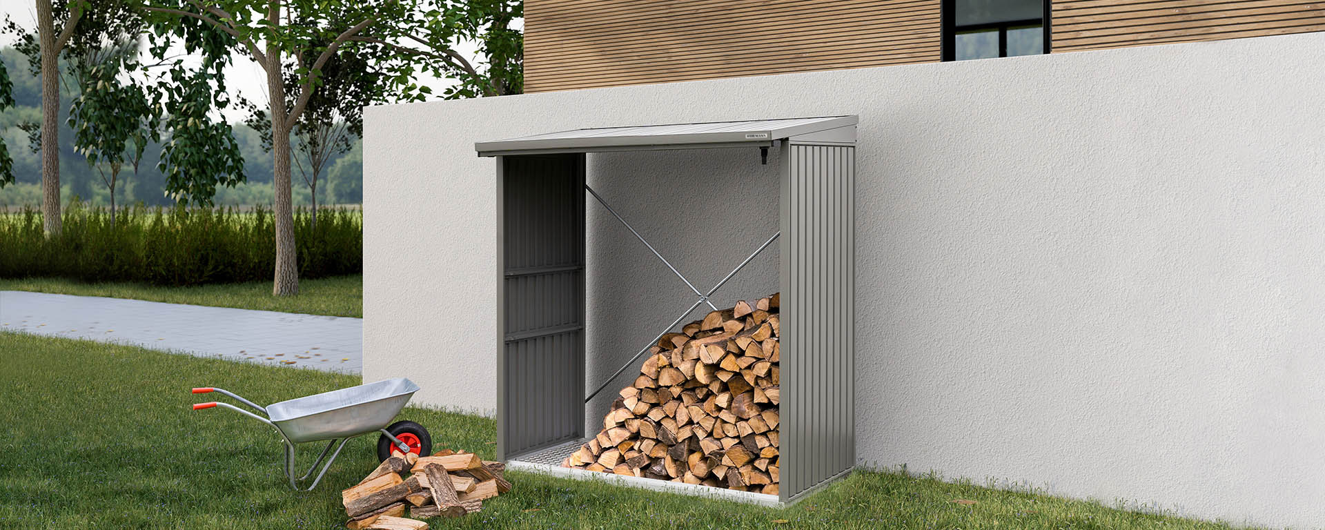 Support pour bois de chauffage d'extérieur robuste pour rangement